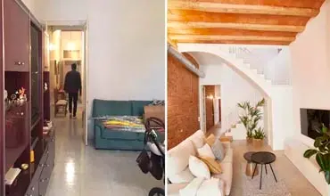 Antes y después de corredor y terraza